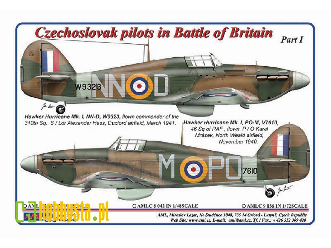 Hawker Hurricane Mk.I - Czechoslovak Pilots In Battle Of Britain (National Insignia And Code Letters Masks) - zdjęcie 1 Hawker Hurricane Mk.I - Czechoslovak Pilots In Battle Of Britain (National Insignia And Code Letters Masks) - zdjęcie 1