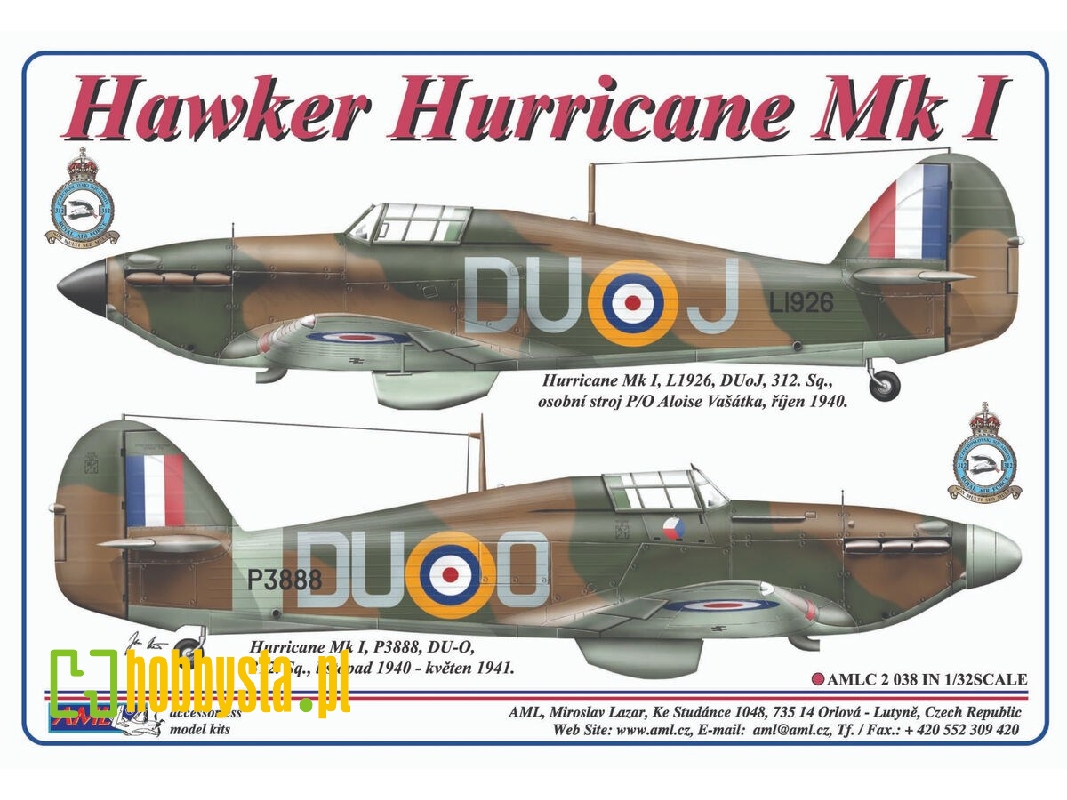Hawker Hurricane Mk.I - 312 Th Squadron Raf / Duoj & Duoo (Decals And Masks) - zdjęcie 1 Hawker Hurricane Mk.I - 312 Th Squadron Raf / Duoj & Duoo (Decals And Masks) - zdjęcie 1