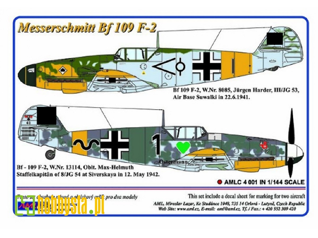 Messerschmitt Bf 109 F-2 (2 Schemes) - zdjęcie 1 Messerschmitt Bf 109 F-2 (2 Schemes) - zdjęcie 1