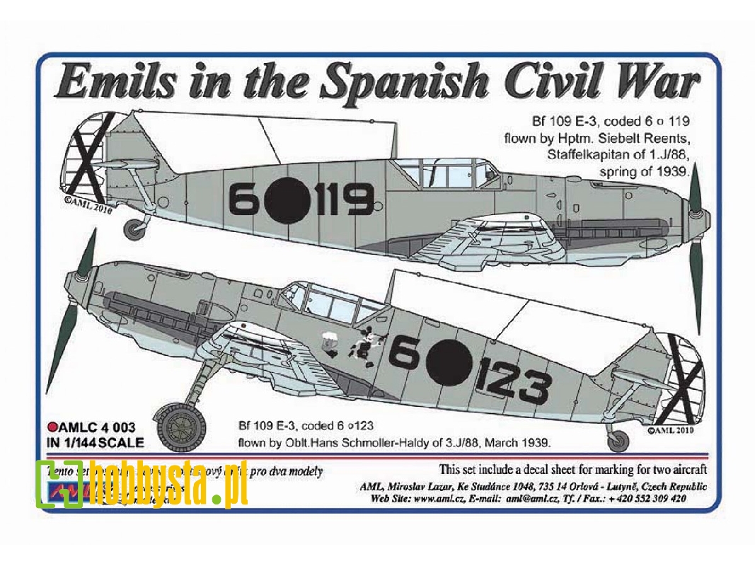 Emils In The Spanish Civil War - Decals For Messerschmitt Bf-109 E-3 - zdjęcie 1 Emils In The Spanish Civil War - Decals For Messerschmitt Bf-109 E-3 - zdjęcie 1