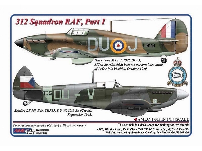 312 Squadron Raf part I - 2 Decal Version: hurricane Mk.I And spitfire Lf Mk.Ixe - zdjęcie 1