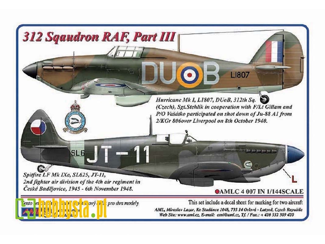 312 Squadron Raf Part Iii - 2 Decal Version: hawker Hurricane Mk.I And supermarine Spitfire Lf Mk.Ixe - zdjęcie 1 312 Squadron Raf Part Iii - 2 Decal Version: hawker Hurricane Mk.I And supermarine Spitfire Lf Mk.Ixe - zdjęcie 1