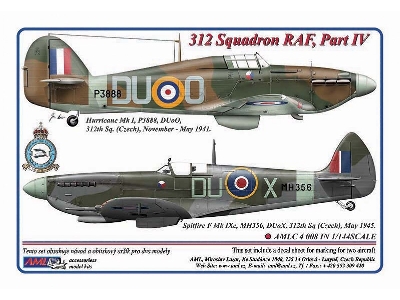 312 Squadron Raf Part Iv - 2 Decal Version:Â hurricane Mk.I AndÂ spitfire F Mk.Ixc - zdjÄ™cie 1