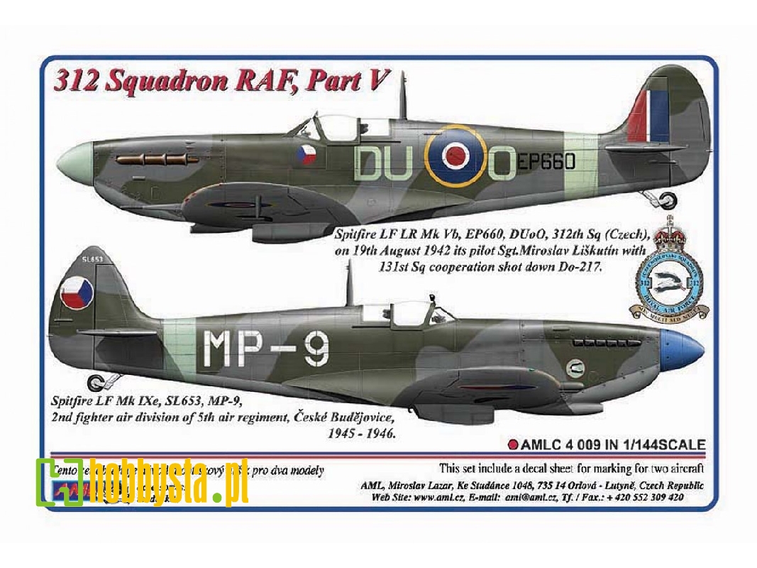 312 Squadron Raf Part V -Â 2 Decal Version:Â spitfire Lf Lr Mkvb AndÂ lf Mk.Ixe - zdjÄ™cie 1