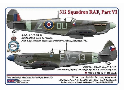 312 Squadron Raf Part Vi - 3 Decal Version: Spitfire Lf Lr Mk.Vc And mk.Ixe - zdjęcie 1