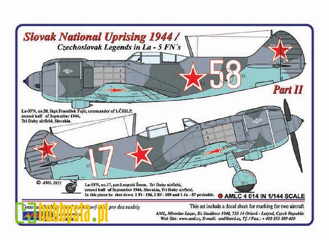 Slovak National Uprising 1944 - Czechoslovak Legends In Lavockin La-5fn - Part Ii (2 Decal Versions) - zdjęcie 1 Slovak National Uprising 1944 - Czechoslovak Legends In Lavockin La-5fn - Part Ii (2 Decal Versions) - zdjęcie 1