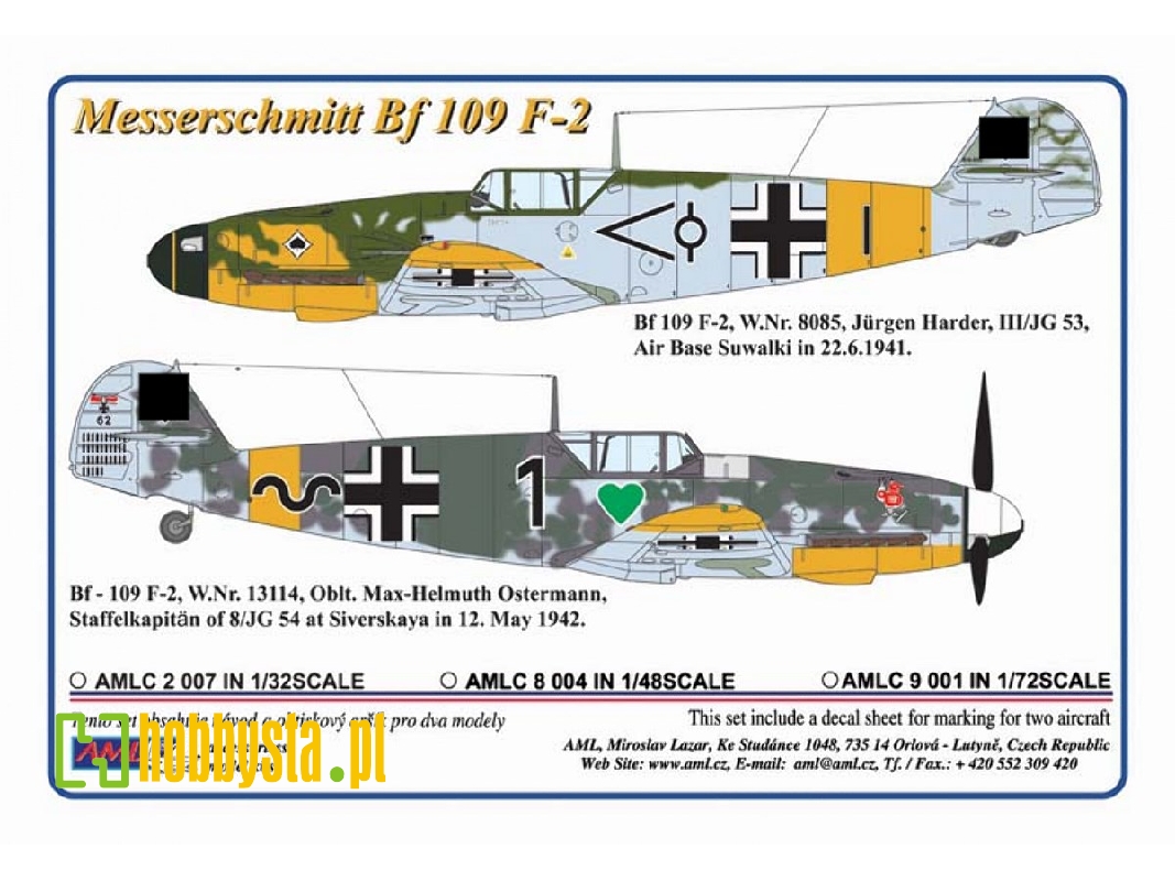 Messerschmitt Bf-109 F-2 Decals - zdjęcie 1 Messerschmitt Bf-109 F-2 Decals - zdjęcie 1