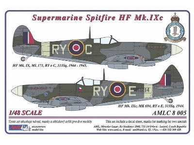 Supermarine Spitfire Mk.Ixc - 2 Decal Versions : Ry-c And ry-e. - zdjęcie 1