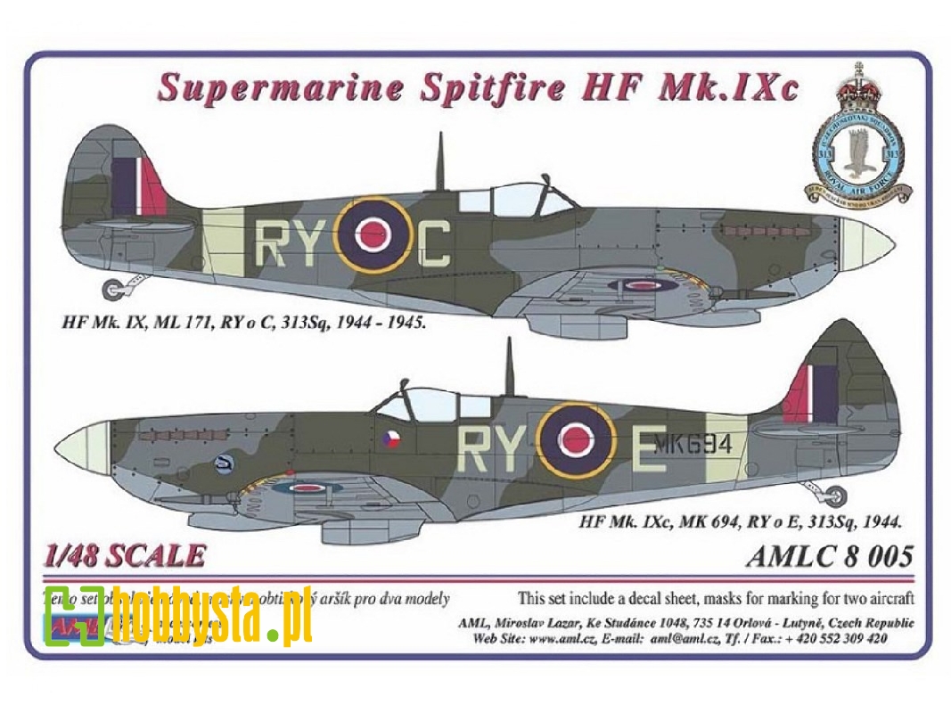 Supermarine Spitfire Mk.Ixc - 2 Decal Versions : Ry-c And ry-e. - zdjęcie 1