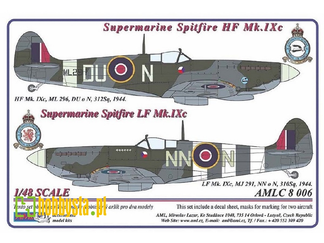 Supermarine Spitfire Mk.Ixc - 2 Decal Versions : Du-n And Nn-n - zdjęcie 1 Supermarine Spitfire Mk.Ixc - 2 Decal Versions : Du-n And Nn-n - zdjęcie 1