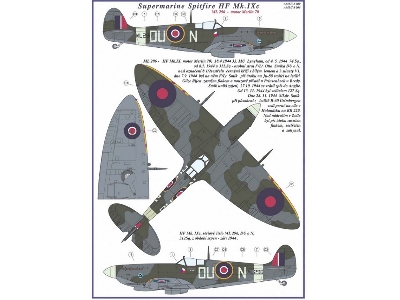 Supermarine Spitfire Mk.Ixc - 2 Decal Versions : Du-n And Nn-n - zdjęcie 3