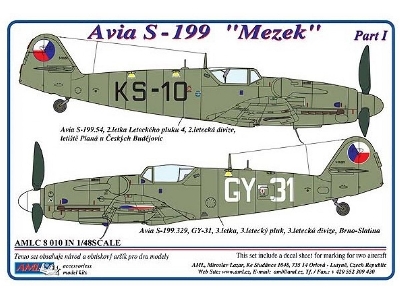 Avia S-199 'mezek' Part 1 - 2 Decal Versions: Ks-10 And Gy-31 - zdjęcie 1