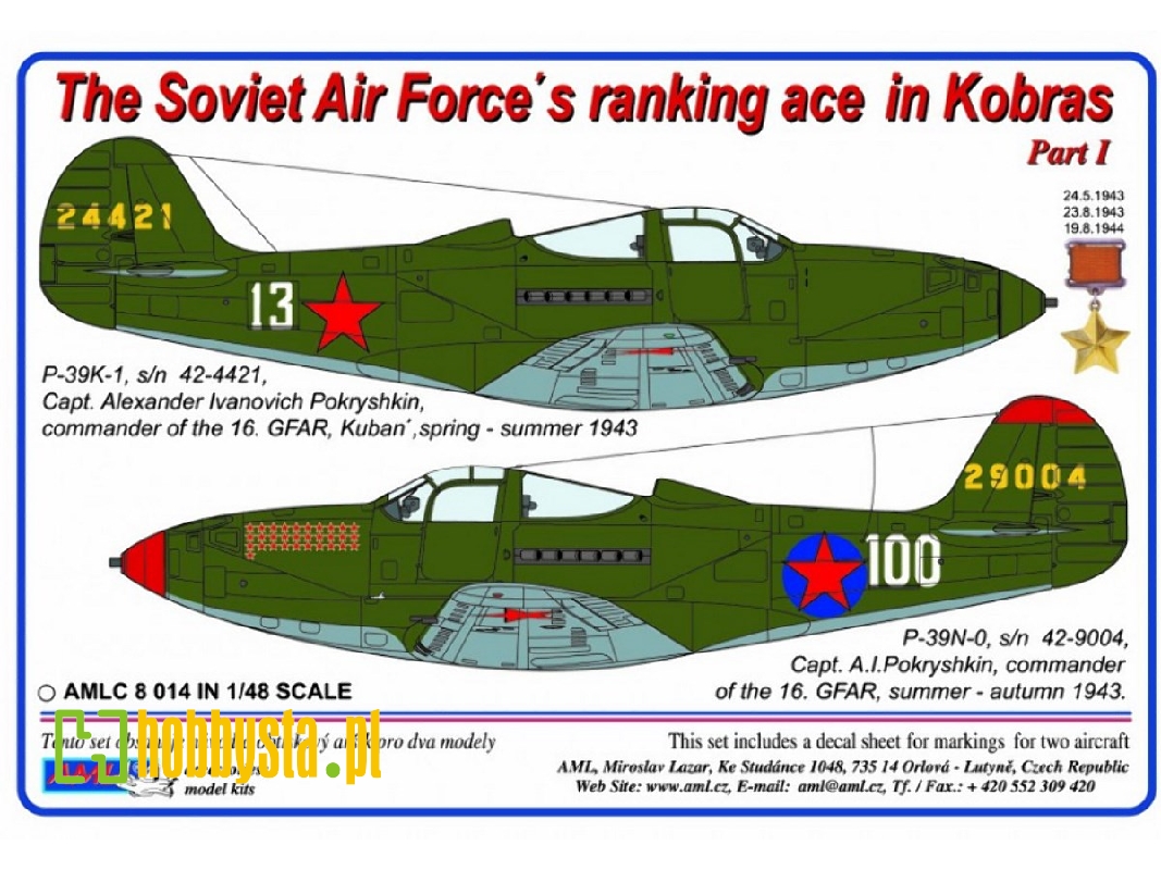 The Soviet Air Force Ranking Ace In Kobras : A.I.Pokryshkin (2 Decal Version) - zdjęcie 1 The Soviet Air Force Ranking Ace In Kobras : A.I.Pokryshkin (2 Decal Version) - zdjęcie 1