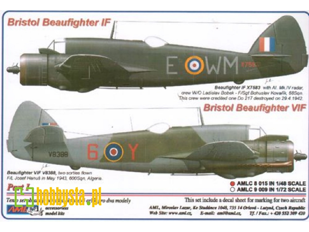 Bristol Beaufighter Decals Part 1 - zdjęcie 1 Bristol Beaufighter Decals Part 1 - zdjęcie 1