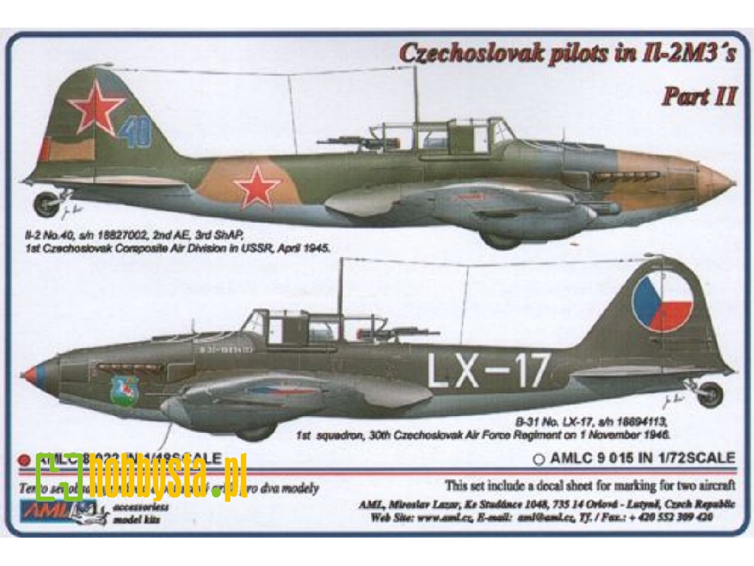 Czechoslovak Pilots In Ilyushin Il-2m3 Part 1 (2 Decal Versions : April/May 1945 - November 1946) - zdjęcie 1 Czechoslovak Pilots In Ilyushin Il-2m3 Part 1 (2 Decal Versions : April/May 1945 - November 1946) - zdjęcie 1