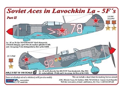 Soviet Aces In Lavochkin La-5f Part 2 (2 Decal Versions) - zdjęcie 1