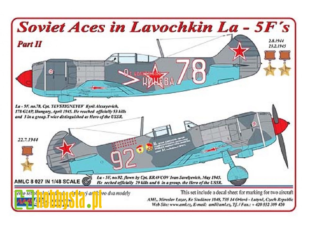 Soviet Aces In Lavochkin La-5f Part 2 (2 Decal Versions) - zdjęcie 1
