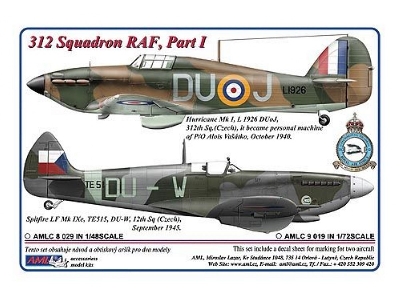 312th Squadron Raf Part I - 2 Decal Version: hurricane Mk.I And spitfire Lf Mk.Ixe - zdjęcie 1