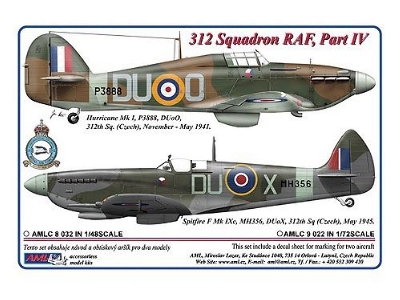 312th Squadron Raf Part Iv -Â 2 Decal Version:Â hurricane Mk.I AndÂ spitfire F Mk.Ixc - zdjÄ™cie 1
