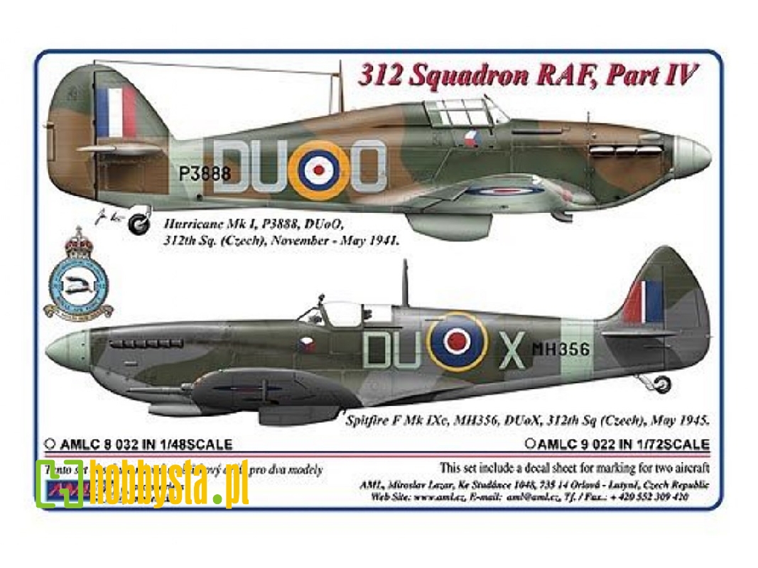 312th Squadron Raf Part Iv - 2 Decal Version: hurricane Mk.I And spitfire F Mk.Ixc - zdjęcie 1 312th Squadron Raf Part Iv - 2 Decal Version: hurricane Mk.I And spitfire F Mk.Ixc - zdjęcie 1