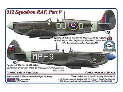 312 Th Squadron RafÂ part V -Â 2 Decal Version:Â spitfire Lf Lr Mk.Vb AndÂ lf Mk.Ixe - zdjÄ™cie 1