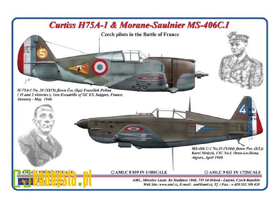 Czech Pilots In Battle Of France - Curtiss H75a-1 Hawk & Morane-saulnier Ms-406c.I - zdjęcie 1