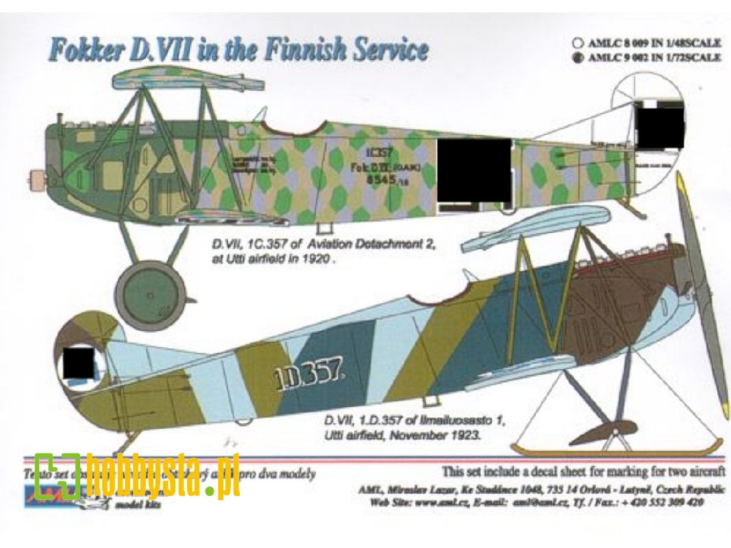Fokker D.Vii In The Finnish Service (Decals For 2 Planes) - zdjęcie 1 Fokker D.Vii In The Finnish Service (Decals For 2 Planes) - zdjęcie 1