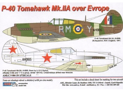 Curtiss P-40 B Tomahawk / Mk.Ii A Over Europe (Decals For 2 Planes) - zdjęcie 1