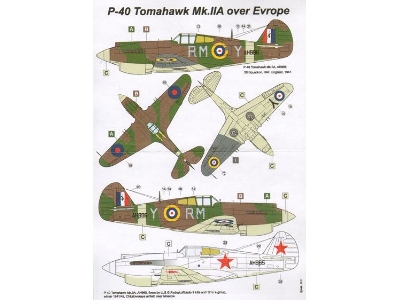 Curtiss P-40 B Tomahawk / Mk.Ii A Over Europe (Decals For 2 Planes) - zdjęcie 2