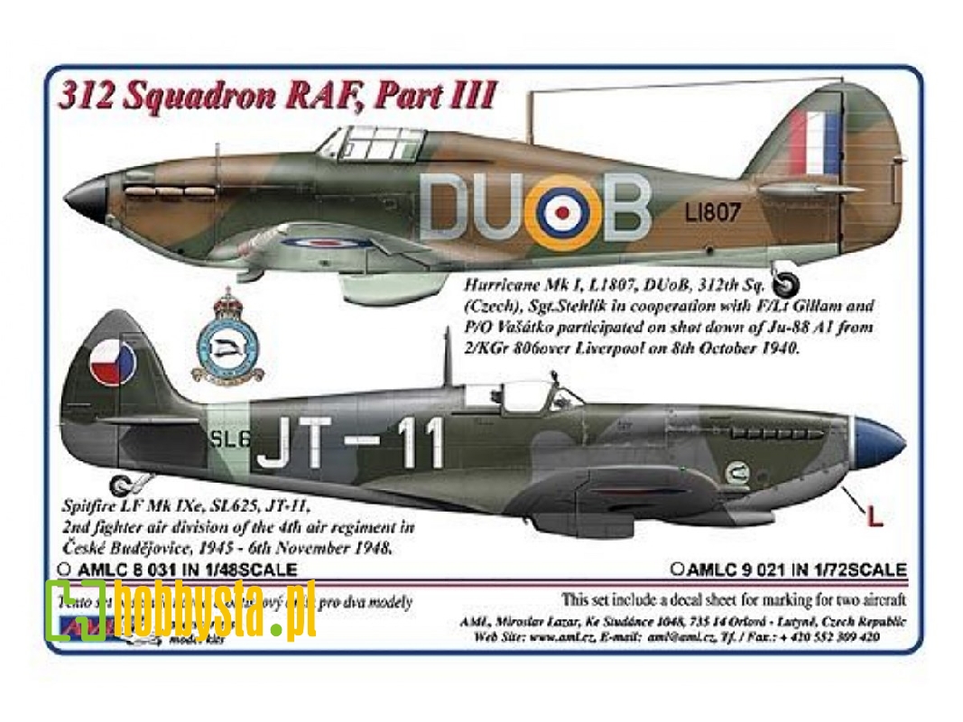 312 Th Squadron Raf Part Iii - 2 Decal Version: hurricane Mk.I And spitfire Lf Mk.Ixe - zdjęcie 1 312 Th Squadron Raf Part Iii - 2 Decal Version: hurricane Mk.I And spitfire Lf Mk.Ixe - zdjęcie 1