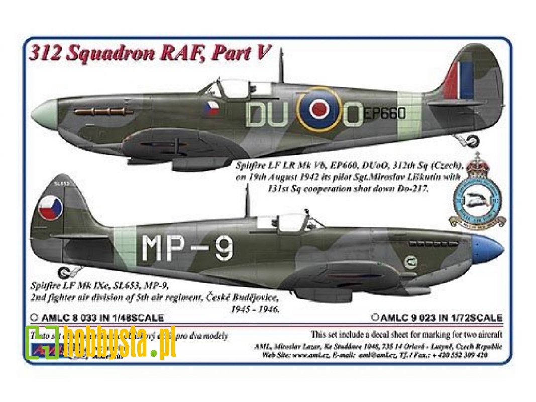 312 Th Squadron Raf Part V - 2 Decal Version: spitfire Lf Lr Mkvb And lf Mk.Ixe - zdjęcie 1 312 Th Squadron Raf Part V - 2 Decal Version: spitfire Lf Lr Mkvb And lf Mk.Ixe - zdjęcie 1