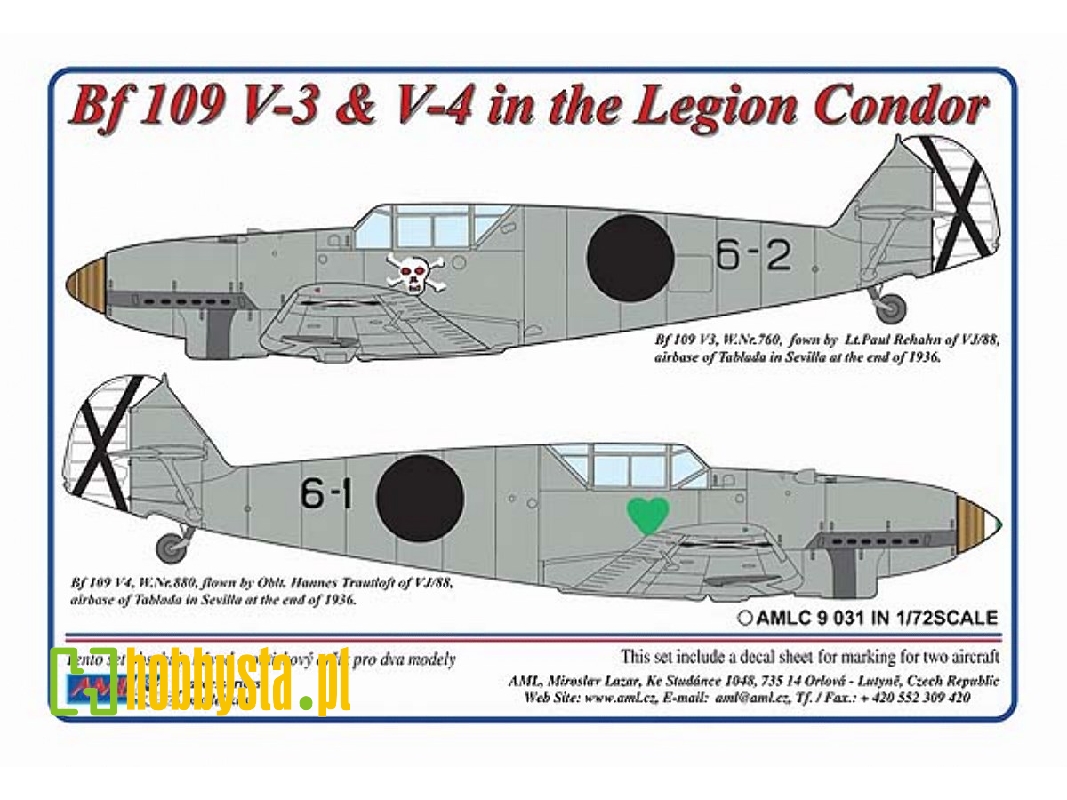 Messerschmitt Bf-109 V3 And V4 In Legion Condor (2 Decal Versions) - zdjęcie 1 Messerschmitt Bf-109 V3 And V4 In Legion Condor (2 Decal Versions) - zdjęcie 1