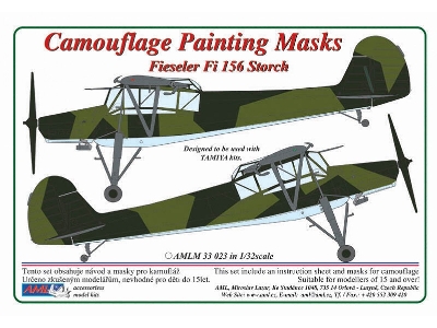 Fieseler Fi-156 Storch - Camouflage Pattern Paint Masks (Designed To Be Used With Tamiya Kits) - zdjęcie 1