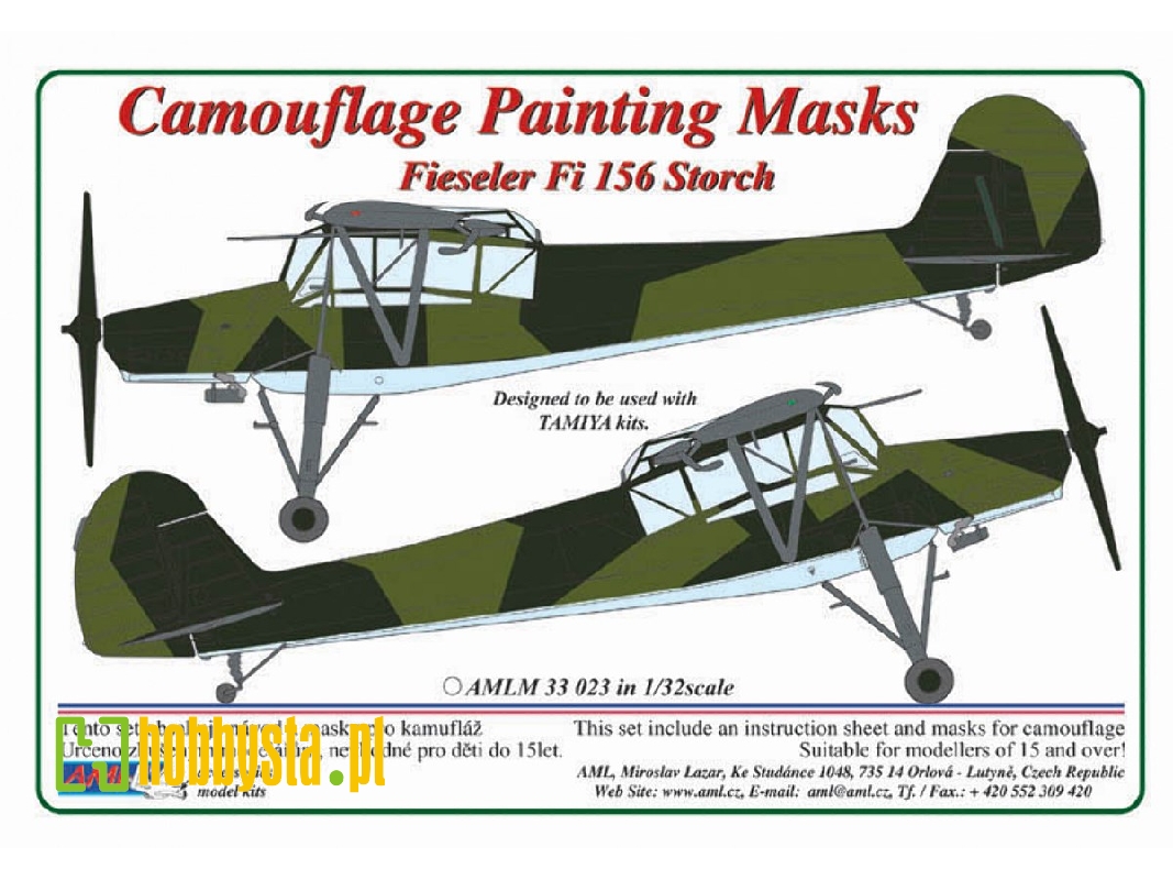 Fieseler Fi-156 Storch - Camouflage Pattern Paint Masks (Designed To Be Used With Tamiya Kits) - zdjęcie 1 Fieseler Fi-156 Storch - Camouflage Pattern Paint Masks (Designed To Be Used With Tamiya Kits) - zdjęcie 1