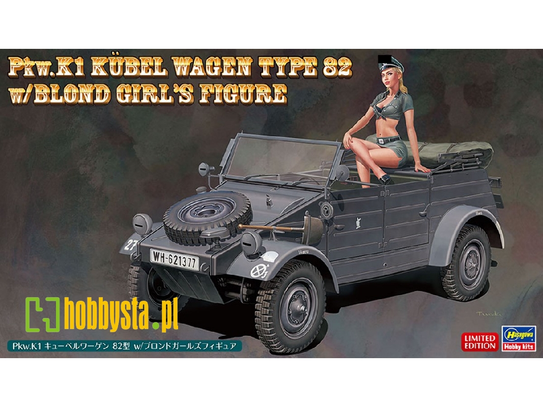 52253 Pkw.K1 Kübelwagen Type 82 W/Blond Girl's Figure - zdjęcie 1 52253 Pkw.K1 Kübelwagen Type 82 W/Blond Girl's Figure - zdjęcie 1