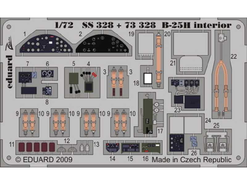 B-25H interior S. A. 1/72 - Hasegawa - blaszki - zdjęcie 1 B-25H interior S. A. 1/72 - Hasegawa - blaszki - zdjęcie 1