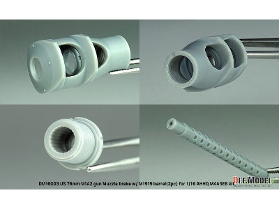 Us 76mm M1a2 Gun Muzzle Brake With M1919 Barrel (For Andy's Hobby Headquarters M4a3e8 Kit) - zdjęcie 5