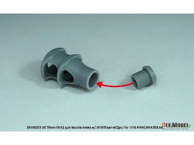Us 76mm M1a2 Gun Muzzle Brake With M1919 Barrel (For Andy's Hobby Headquarters M4a3e8 Kit) - zdjęcie 6