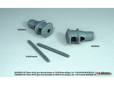 Us 76mm M1a2 Gun Muzzle Brake With M1919 Barrel (For Andy's Hobby Headquarters M4a3e8 Kit) - zdjęcie 10