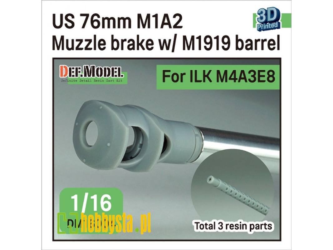 Us 76mm M1a2 Muzzle Brake With M1919 Barrel (For I Love Kit M4a3e8 Kit) - zdjęcie 1 Us 76mm M1a2 Muzzle Brake With M1919 Barrel (For I Love Kit M4a3e8 Kit) - zdjęcie 1