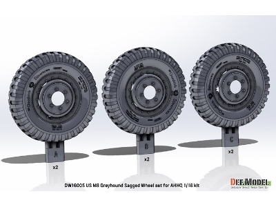 Us Light Armored Car M8 Greyhound - Sagged Wheel Set (For Andy's Hobby Headquarters Kit) - zdjęcie 2