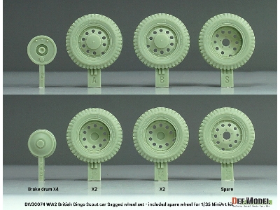 British Scout Car Dingo - Sagged Wheel Set (For Miniart Kit) - zdjęcie 3