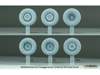 German Vw Iltis - Sagged Wheel Set (1) Fulda (For Ace Model Kit) - zdjęcie 3