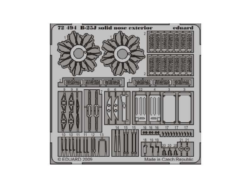  B-25J solid nose exterior 1/72 - Hasegawa - blaszki - zdjęcie 1