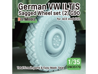 German Vw Iltis - Sagged Wheel Set (2) G90 (For Ace Model Kit) - zdjęcie 1
