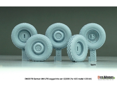 German Vw Iltis - Sagged Wheel Set (2) G90 (For Ace Model Kit) - zdjęcie 2