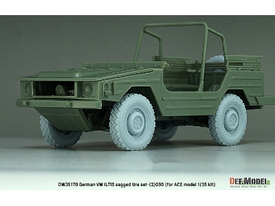 German Vw Iltis - Sagged Wheel Set (2) G90 (For Ace Model Kit) - zdjęcie 6