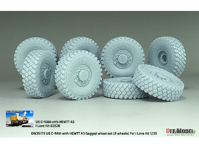 Us C-ram With Hemtt A3 Sagged Wheel Set (8 Wheels) - Xzl 16.00 R20 (For I Love Kit Kit) - zdjęcie 2