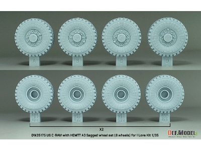 Us C-ram With Hemtt A3 Sagged Wheel Set (8 Wheels) - Xzl 16.00 R20 (For I Love Kit Kit) - zdjęcie 3