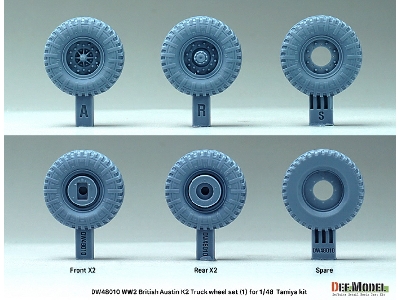 British Austin K2 Truck Sagged Wheel Set-1 - Dunlop (For Tamiya Kit) - zdjęcie 2